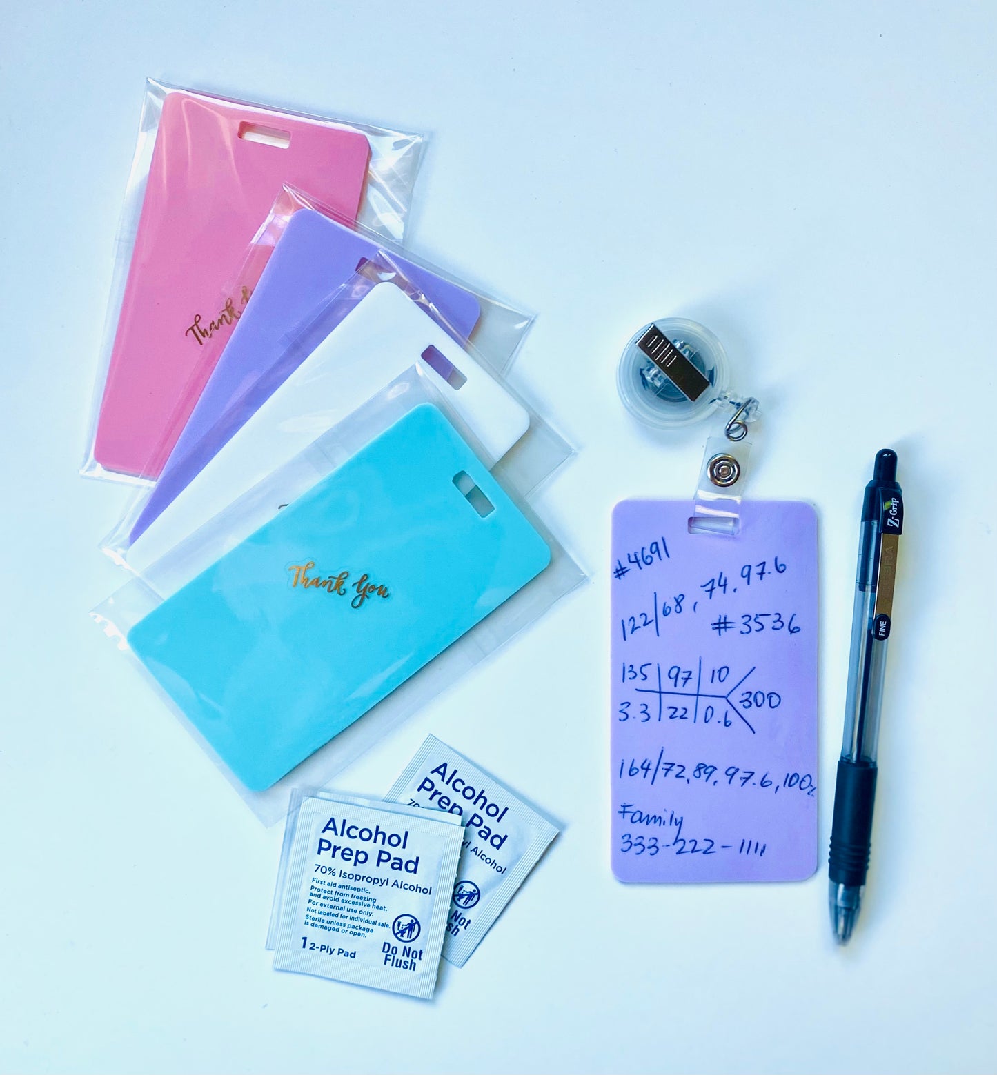 Vertical Badge Note for quick reports, ballpoint pen included. Write with regular ballpoint pen, wipe clean with alcohol pad, and reuse. Nurse essential, EMT essential, Nursing Student tool, reusable badge notepad. www.badgenote.com