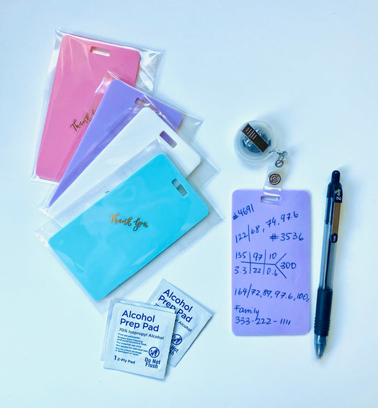 Vertical Badge Note for quick reports, ballpoint pen included. Write with regular ballpoint pen, wipe clean with alcohol pad, and reuse. Nurse essential, EMT essential, Nursing Student tool, reusable badge notepad. www.badgenote.com  